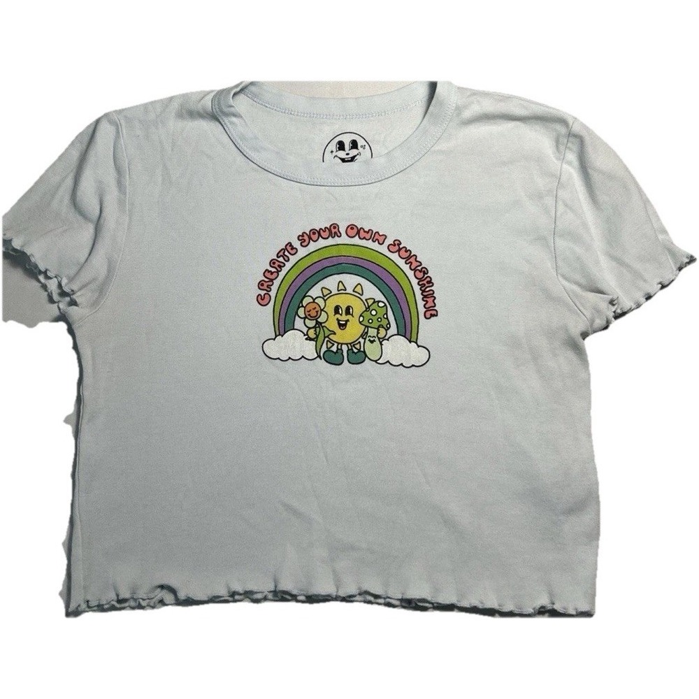 Women's PacSun x Create Your Own Sun Sunshine T-Shirt Crop TopBlue S (209)